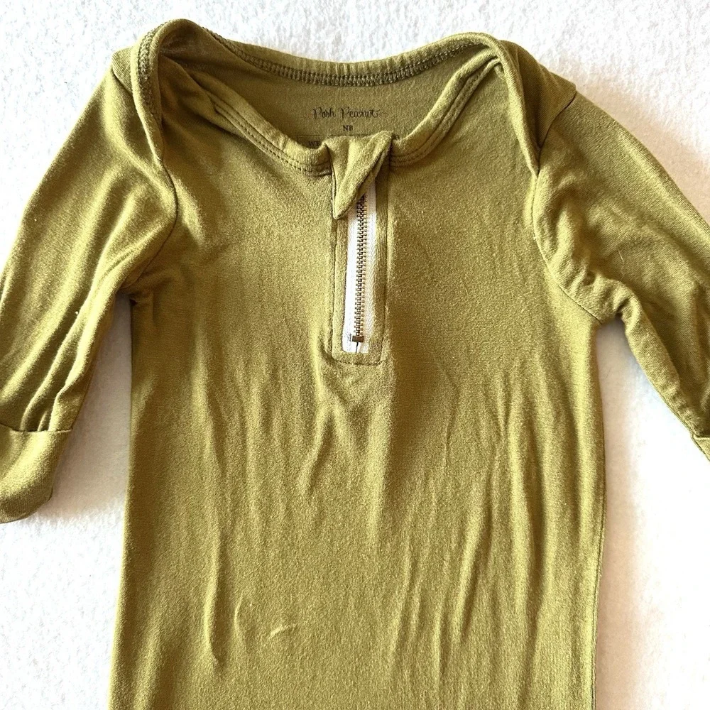 Posh Peanut NB Sleeping‎ Gown Army Green Viscose Bamboo Pajama Military Cozy